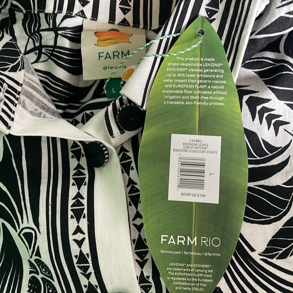 Farm Rio Off-White Monochrome Elegance Scarf Shirt - Picture 5 of 5